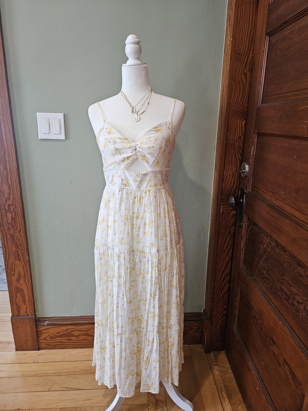 Trixxi White Maxi Dress with Yellow Floral Print